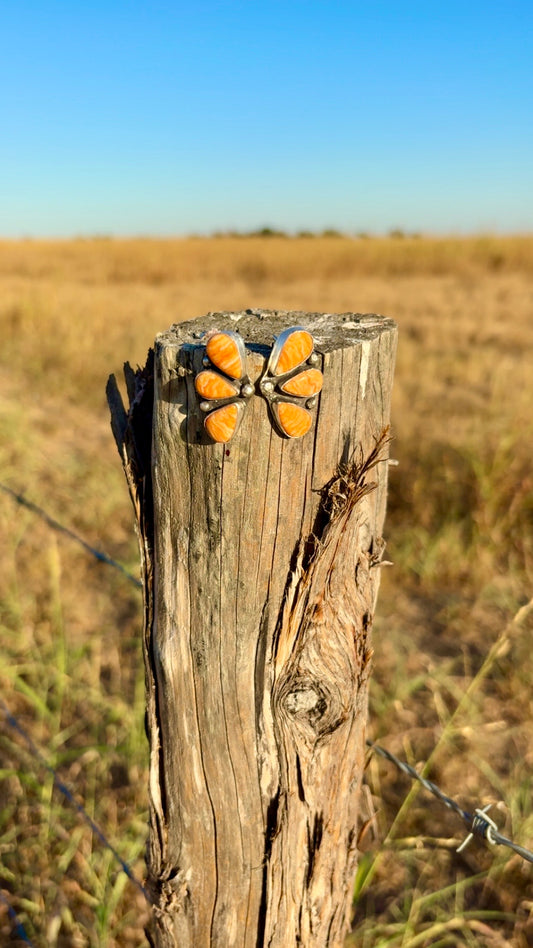 Orange spiny cluster studs
