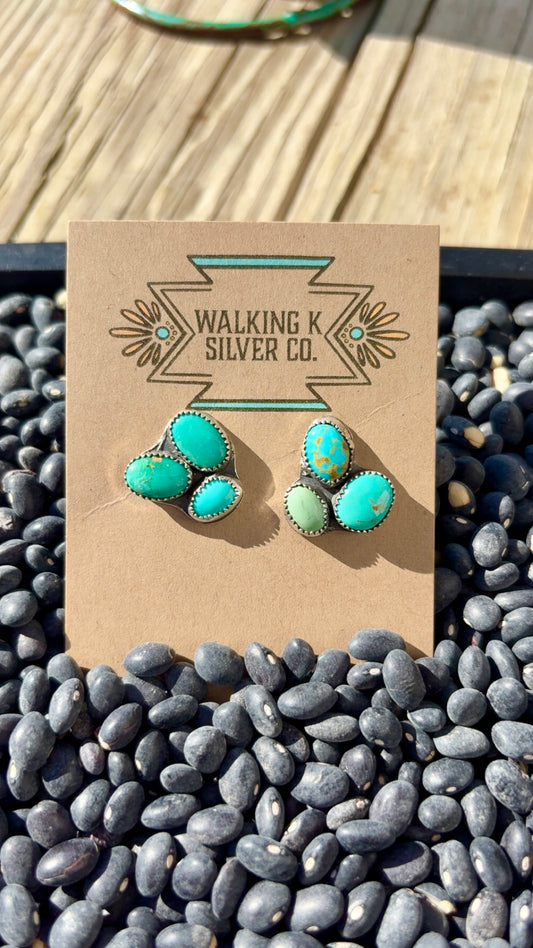 The Indi Turquoise cluster studs (more blue)